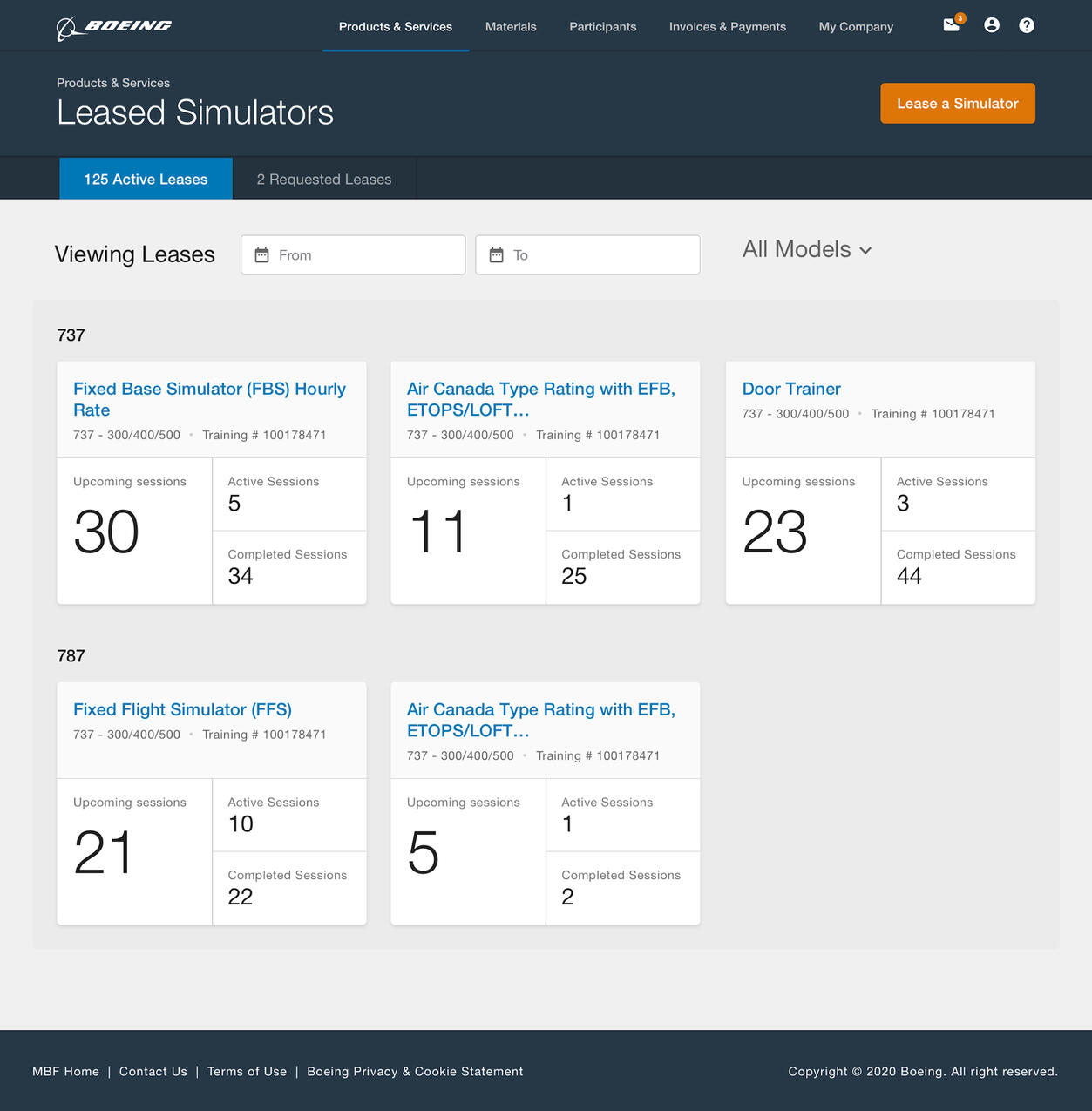 Boeing Leased Simulators