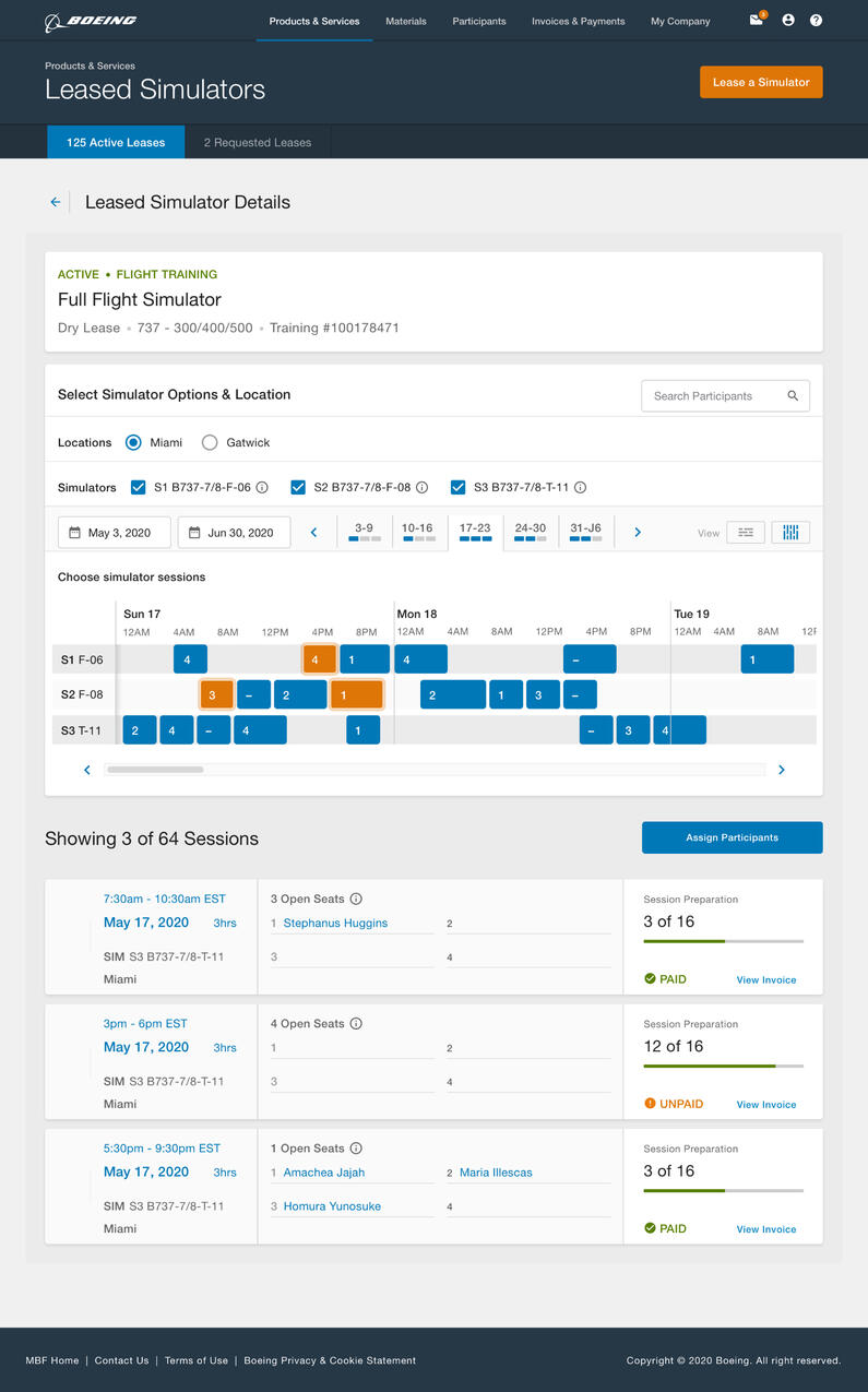 Boeing Leased Simulators Planner